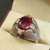 Garnet Oval Cut Gemstone With 925 Sterling Silver Ring For Men's #B74 JL375671373856