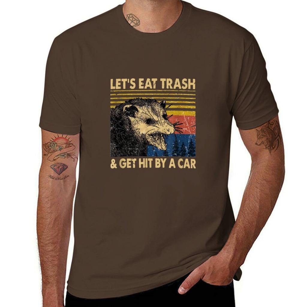 Lets Eat Trash and Get Hit by a Car T-Shirt Oversizeds Graphics Plus Sizes Mens Big and Tall T Shirts