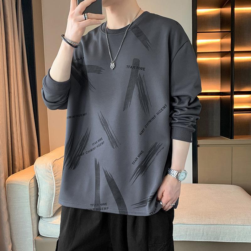 Round Neck Sweatshirt Men's Spring and Autumn New Style Printed Loose Casual Pullover Versatile Clothing