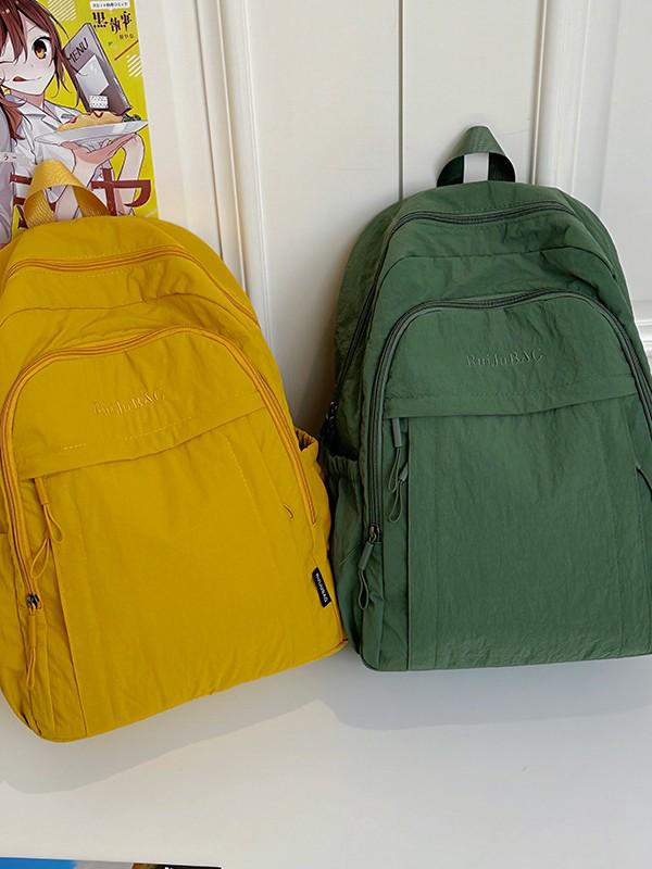 Rucksack mit großem Fassungsvermögen und einfarbig für Studentinnen, leichte Laptop- und Campustasche im japanischen und koreanischen Stil
