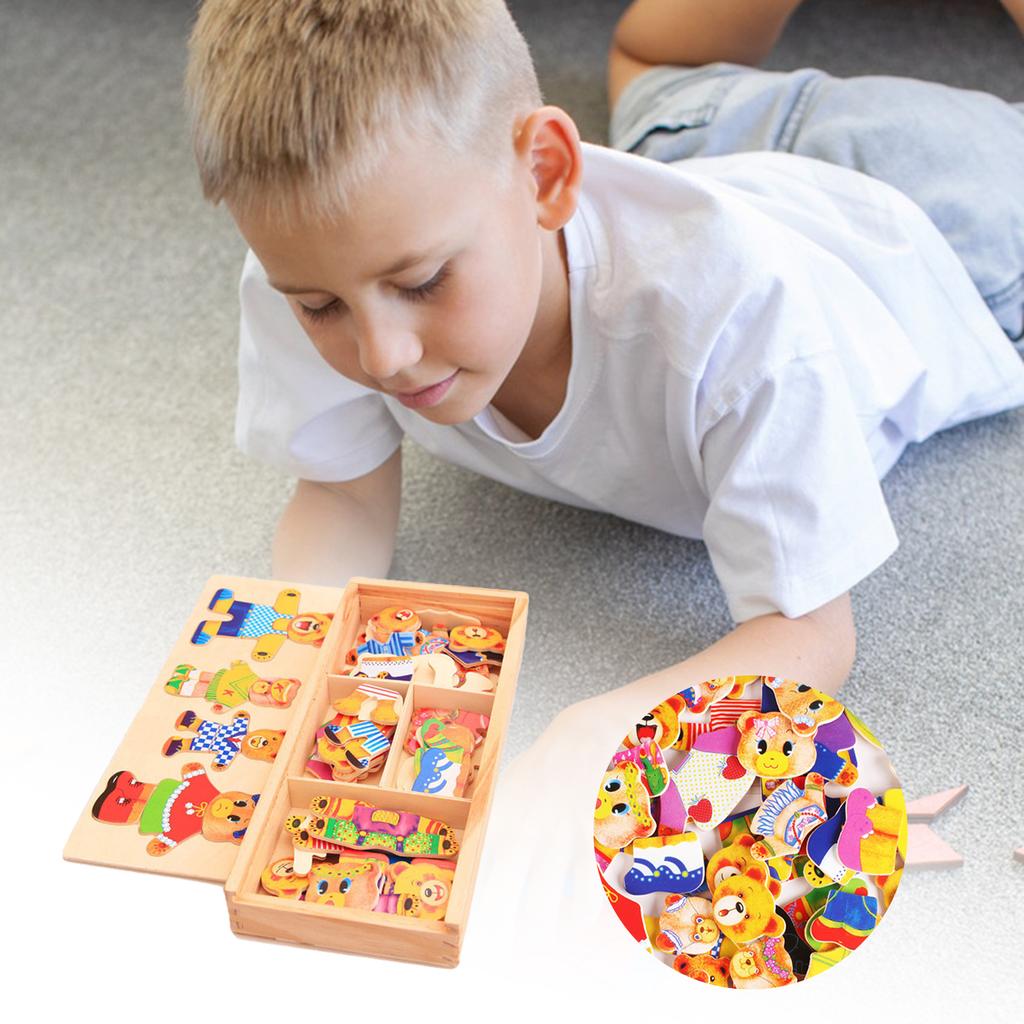 Multi-Color 4 Bears Dressing Puzzle Toy Insteresting Early Educational Toy Gift For Children' S Day