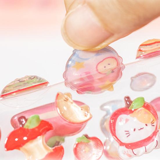 Cat Desserts Puffy Stickers 3D Cute Cartoon Animal Ice Creams Stickers Kawaii Mini Turtles Stickers for Scrapbooks Planner Journals Laptops Phone Case