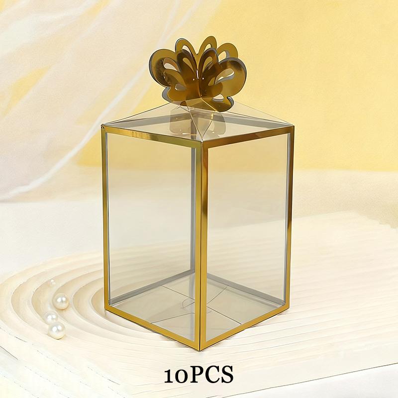 

WTEMPO PVC Plastic Packaging Boxes DIY Foldable Clear Gift Boxes for Wedding Favors Birthday Gifts Party Supplies Graduation Decorative Gift Boxes 10pcs золотой