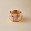 Acrylic Square Pattern Bangle for Women Elastic Rope Splicing Bracelet Geometric Irregular Wide Jewelry Gift