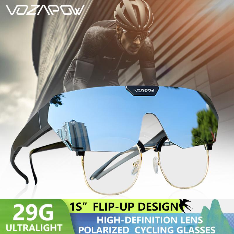 Vozapow Polariserade Cykelglasögon MTB Landsvägscykel Solglasögon HD-lins UV400 Solskydd För Körning Vandring Sportglasögon