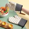 Baijie Heat-Resistant Gloves, Insulated Cotton Gloves, Microwave Oven Baking Tool Gloves, Checkered Baking Gloves, 2-Piece Set