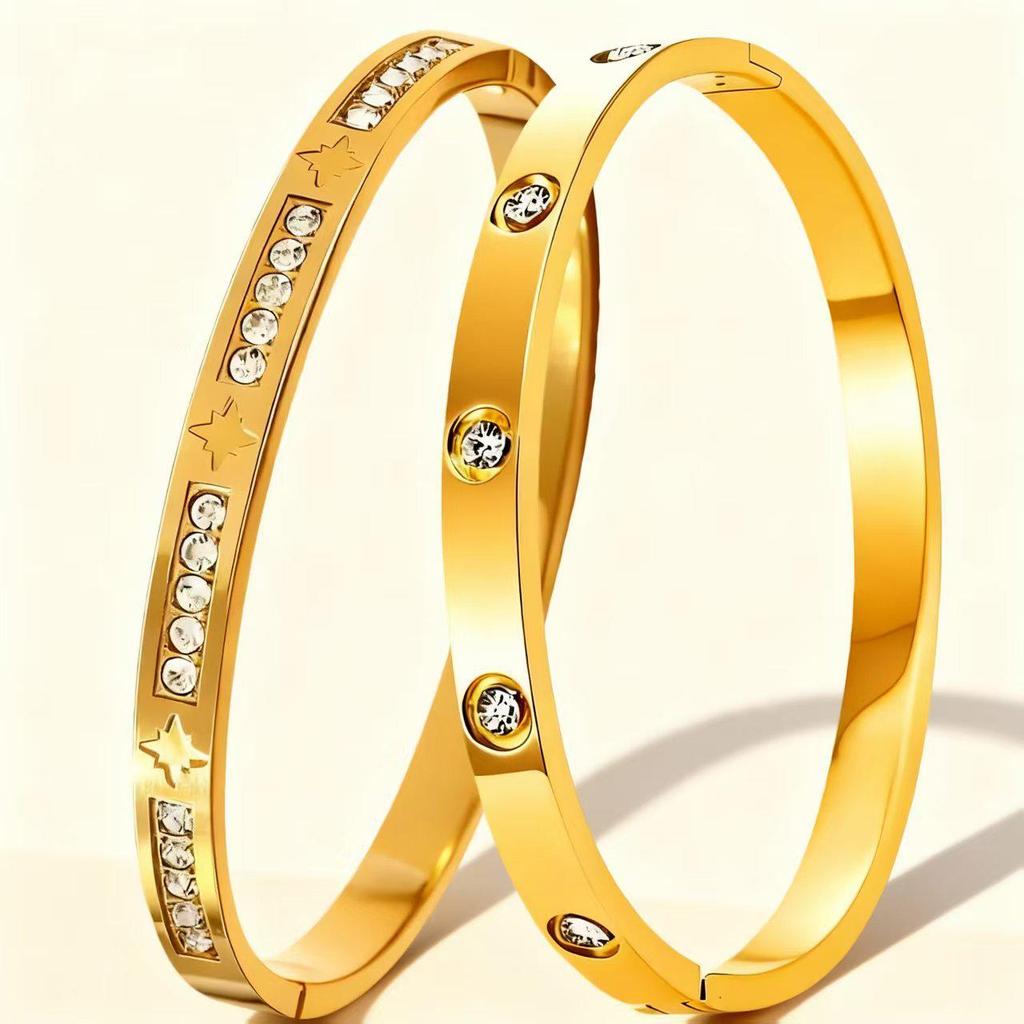 Elegant Non-Fading Titanium Steel Gold-Plated Bracelet for Women - Exquisite European and American Design