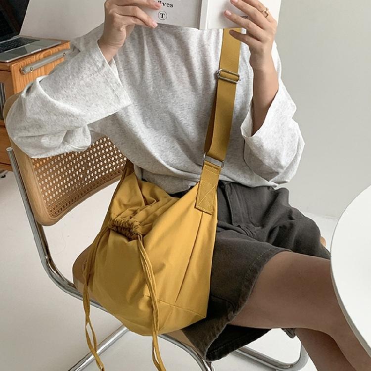 Drawstring Crossbody Shoulder Bag Simple Fashion Bag Versatile Bag Nylon Bags