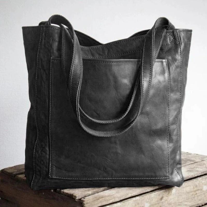 Women's leather portable shoulder retro oil wax leather bag large capacity fashion new tote bag store