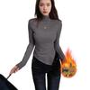 Women's Velvet Semi-High Neck Irregular Shoulder Long Sleeve Slim Fit Autumn Winter Top