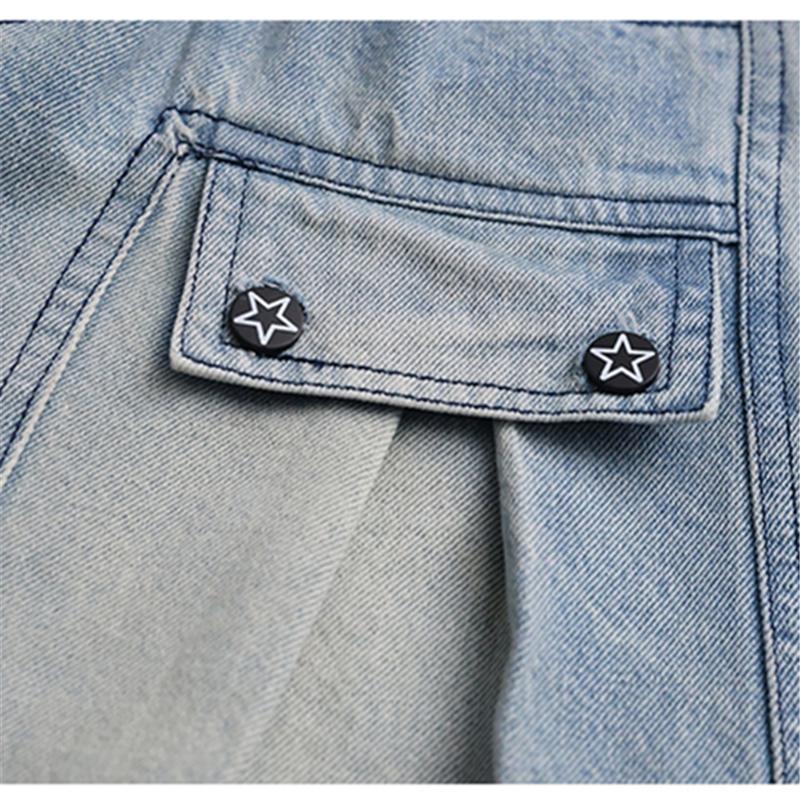 Long Style Kids Child New Design Jeans Capris Shorts with Fake Pocket for Girls High Fashion Summer Mid-Calf Denim Shorts 5-14T