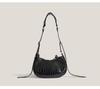 2024 Women's Motorcycle Style Rivet Tassel Shoulder Bag – Summer Pleated Underarm and Messenger Bag