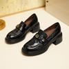 New Women Shoes Leather Pumps Fashion Chunky Heel High Heel Shoes Street Slip-on Loafers