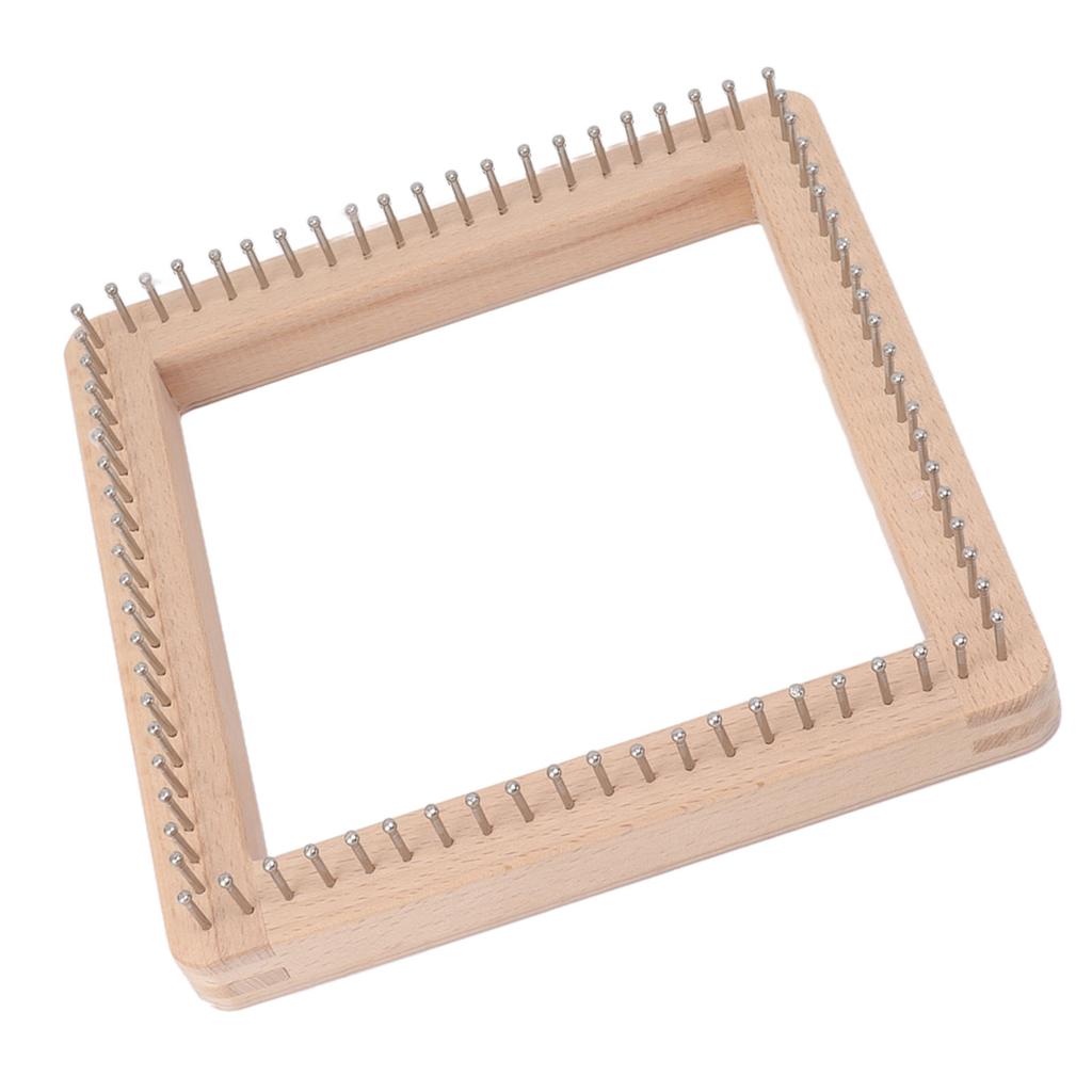 Mini Square Knitting Tool with Hooks Wooden Crochet Board for Weaving Mat Hairband Blanket Sock