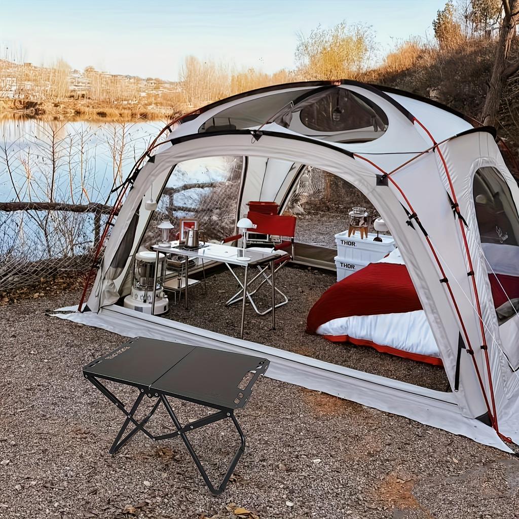 Lightweight Folding Camping Table, Picnic Desk with Carry Handle, Tripod Base, Ideal for Outdoor Activities, Camping Accessorie