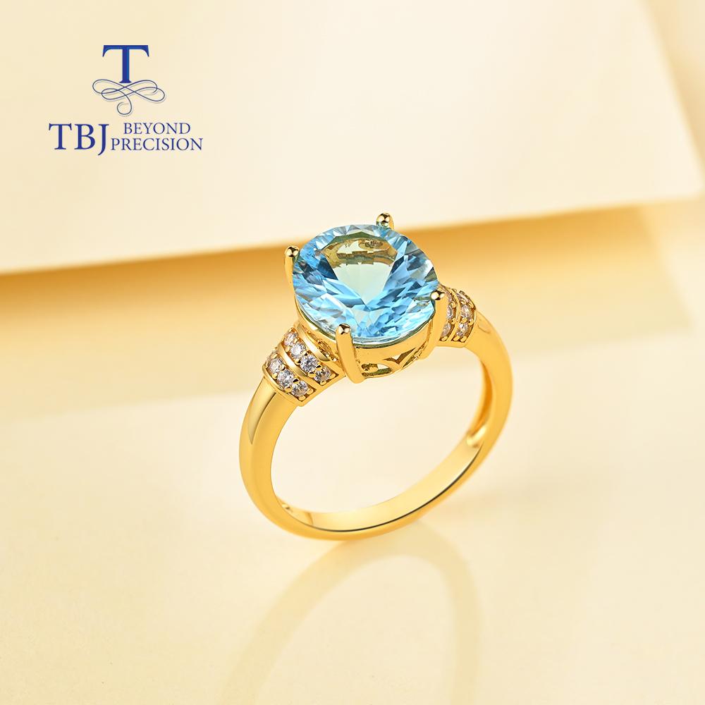 5,5 ct großer natürlicher Edelstein, einfacher Ring S925 Sterling, himmelblauer Topas, Ovalschliff, 10 x 12 mm, Silber, Damen-Jubiläums-Bankett-Schmuck