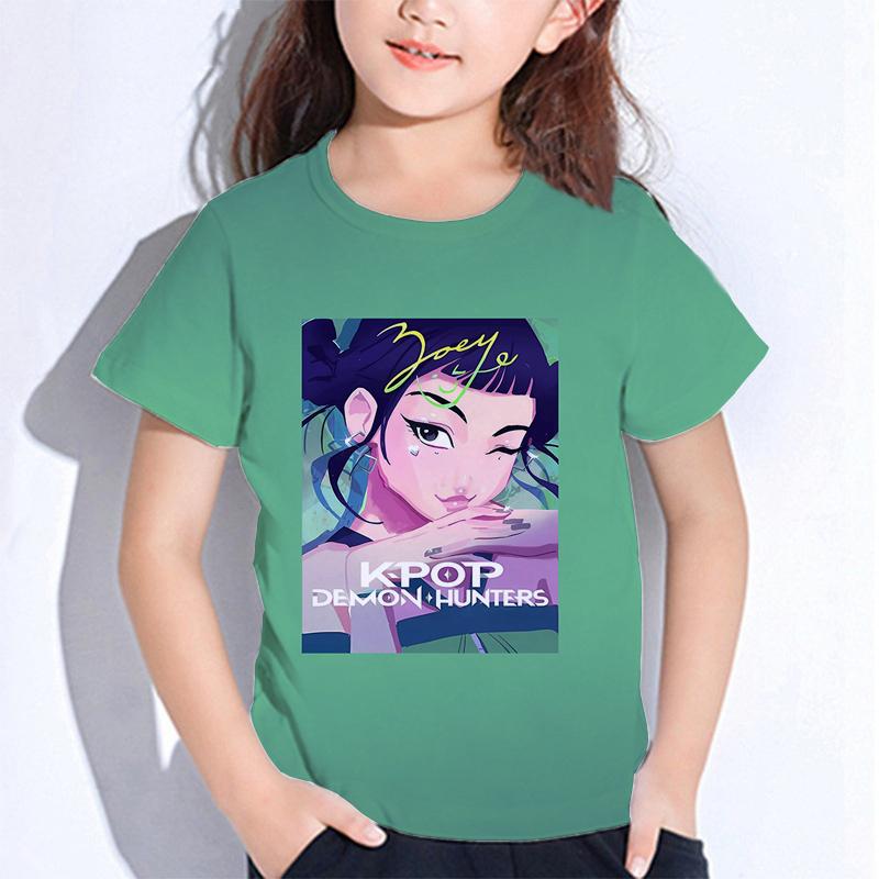 Sommer Huntrix Jente Kpop T-skjorter Barn Demonjegere T-skjorte Zoey Rumi Mira Gutter Jenter Kortarmede Topper Løs O-hals Barneklær