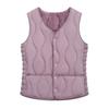 Winter Women Layering Vest Coat Thin Padded Button Closure Round Neck Sleeveless Solid Color Windproof Heat Retention Outdoor Down Coat