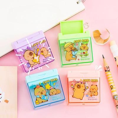 1/4Pcs Cartoon Capybara Double Hole Pencil Sharpener Kawaii Student Stationery Office Supplies Mini Pencil Sharpener For Kids
