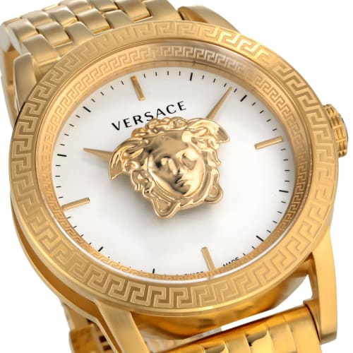Versace Palazzo Empire 43mm Schweizer Quarz Uhr, Weißes Zifferblatt, Edelstahl, Saphirglas, Gold, VERD00318, Herren