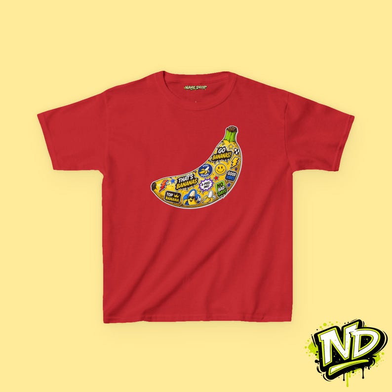 Sticker Banana Toddler T-Shirt, Sticker Bomb, Playful Style, Bright and Fun 160