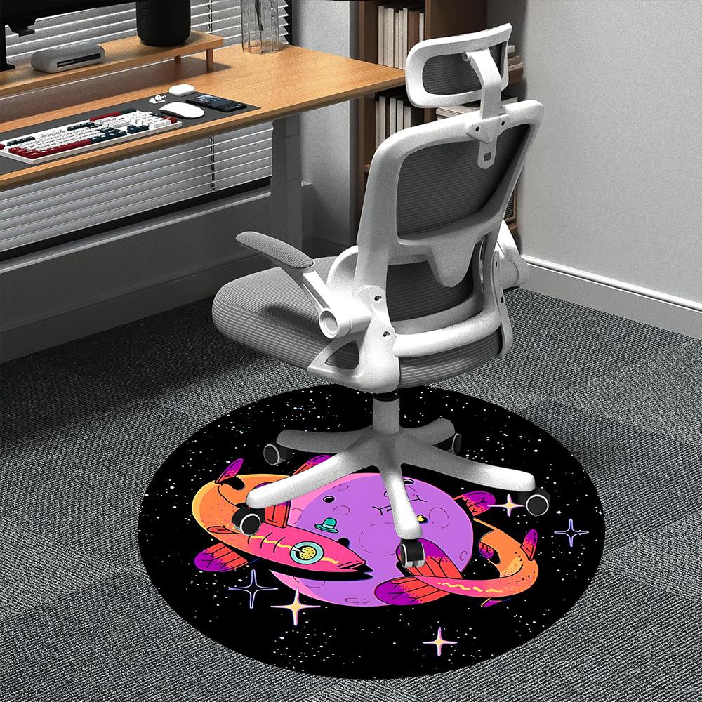 

1pc Galactic Fish Office Round Area Rug, Indoor Mat Suitable ForOffice, Under Office Chairs Bedroom Living Room Home Decor, Room Deco q025 80cm by 80cm