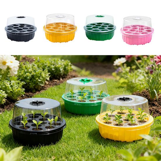 Caja de Plantación con Rejillas Ajustables para Control de Temperatura y Humedad Bandeja de Arranque de Plantas con Retención de Humedad Aislante Transparente Apilable