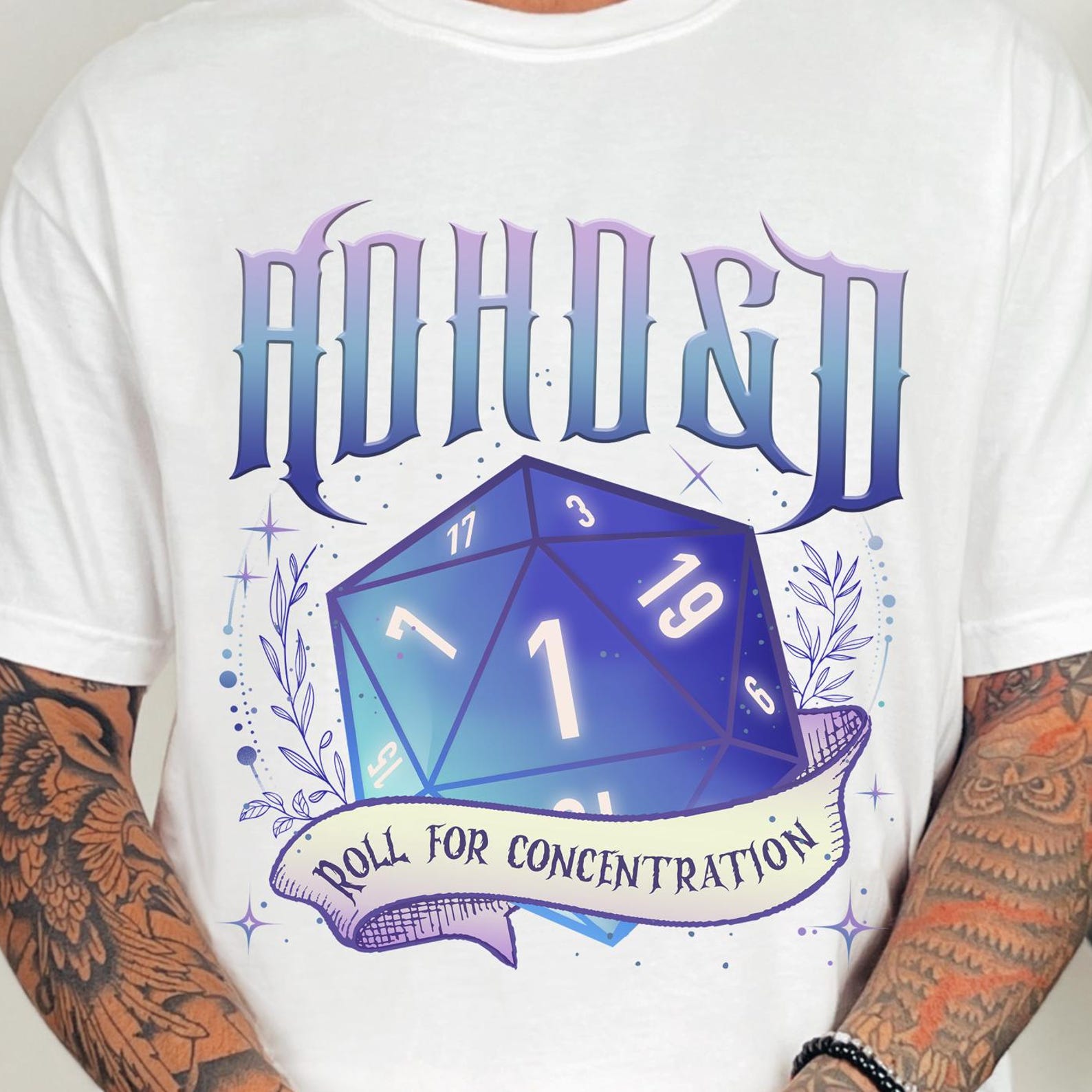 ADHD DND Shirt Funny D20 Dice Roll for Concentration Tee Nerdy Tabletop RPG Gamer Comfort Colors T-Shirt Geeky Dungeon Master Gift 3XL