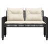 4 Piece Garden Sofa Set with Cushions Black Poly Rattan Glass Table