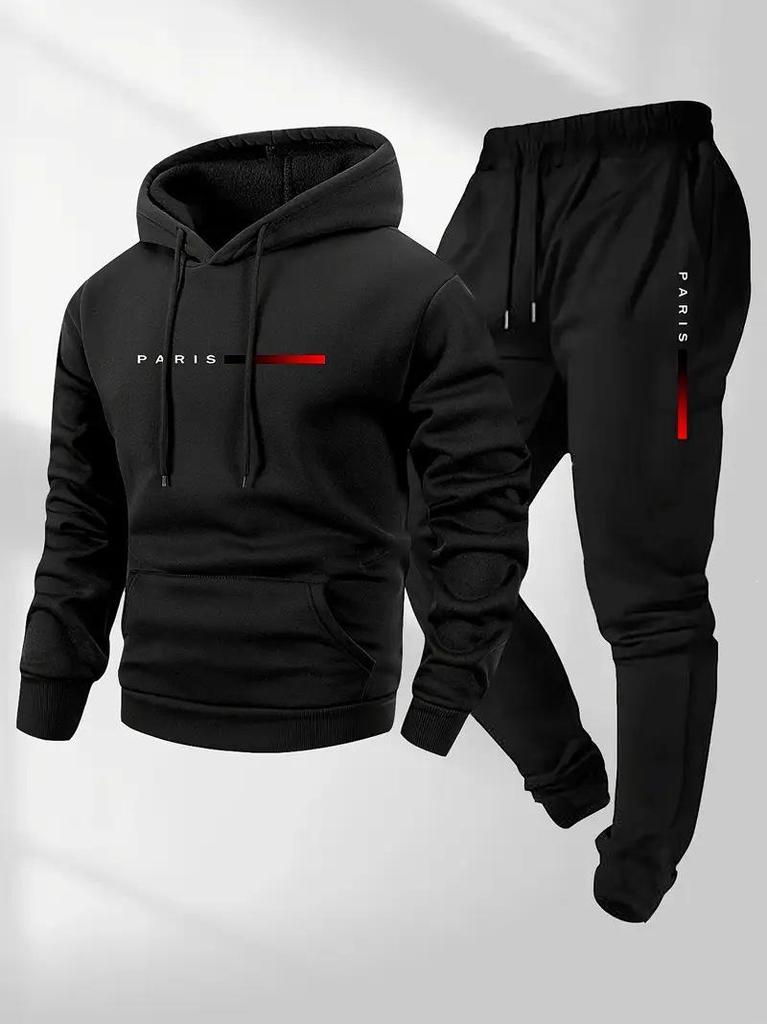 Unisex European Size Paris Letter Print Hoodie & Tracksuit