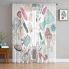 Woman Cosmetics Nail Polish Tulle Curtains for Living Room Decoration Modern Chiffon Sheer Voile Kitchen Bedroom Window Curtain