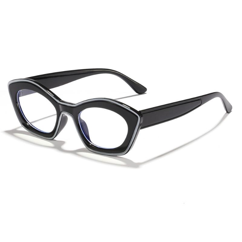 Europe and America Retro Cat Eye Anti-Blue Light Glasses Men Women Fashion Collide Color High Definition Eyeglasses