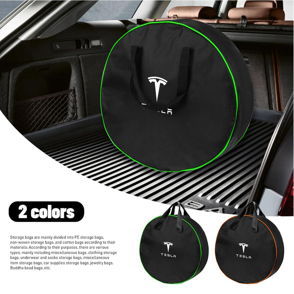 Car Charge Cable Storage Box Charging Gun Organiser Bag For Tesla Model 3 Model S ModelX ModelY Roadster SpaceX Auto Accessories
