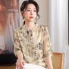 XUEXI Women's 2025 Summer Floral Silk Blend Top