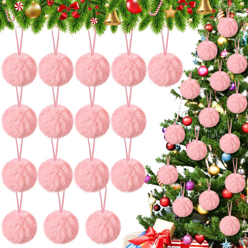 12pcs  Plush Christmas Ball Decorations Plush Christmas Tree Ornaments
