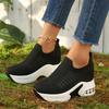 Women's Autumn Round Toe Fly Knit Platform Wedge Shoes - Comfortable & Casual
