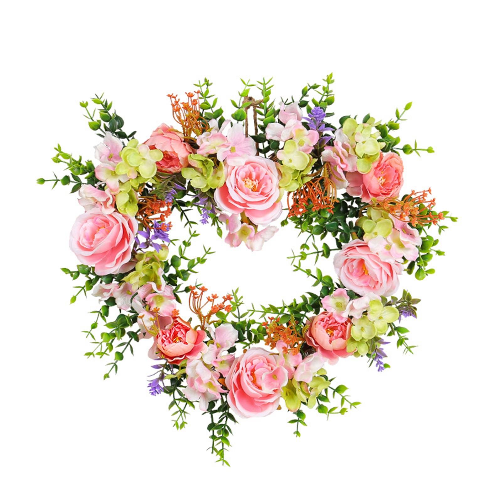 

Artificial Floral Heart Wreath 18 Inch Lifelike Pink Roses & Greenery for Home Decor, Weddings, and Events One Size