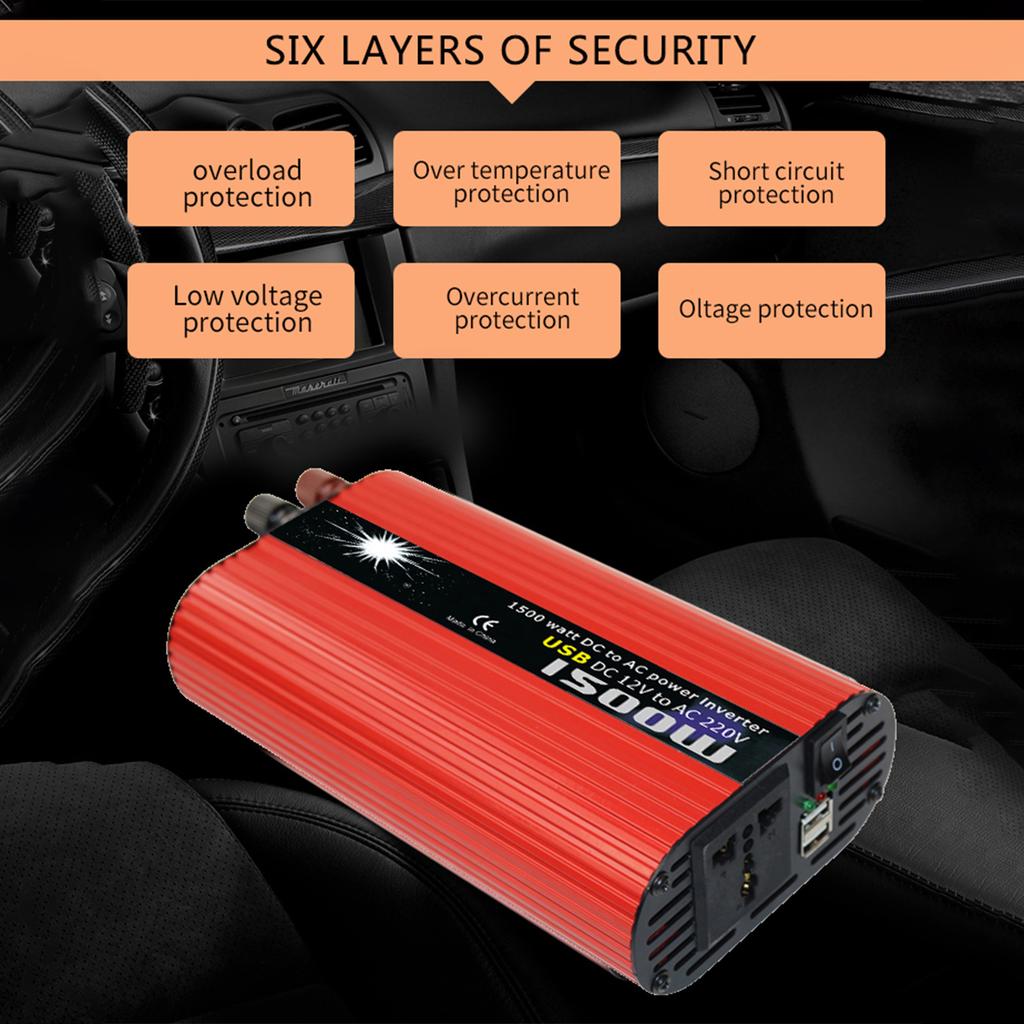 Solar Power Inverter Modified Sine Wave Power Inverter 2000W DC 12V to 220V 240V AC Power Inverter Dual USB Port for RV