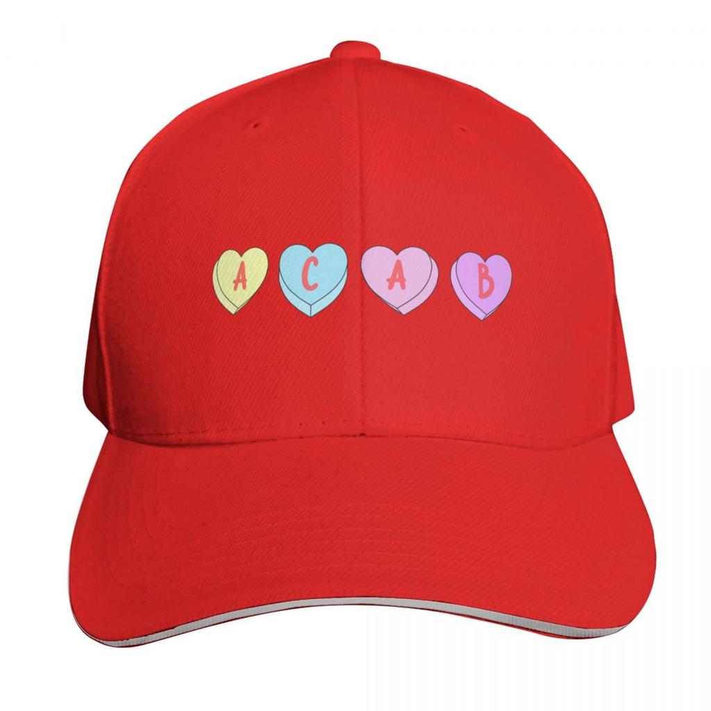 ACAB candy hearts Baseball Cap Cotton Twill Breathable Contrast Two Tone Brim Snapback Flat Bill