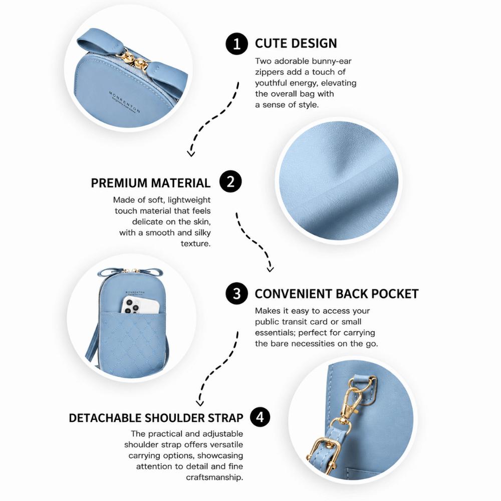 Round Zippered Crossbody Bag Large Capacity Mobile Phone Bag Classic Phone Shoulder Bag Women Girl