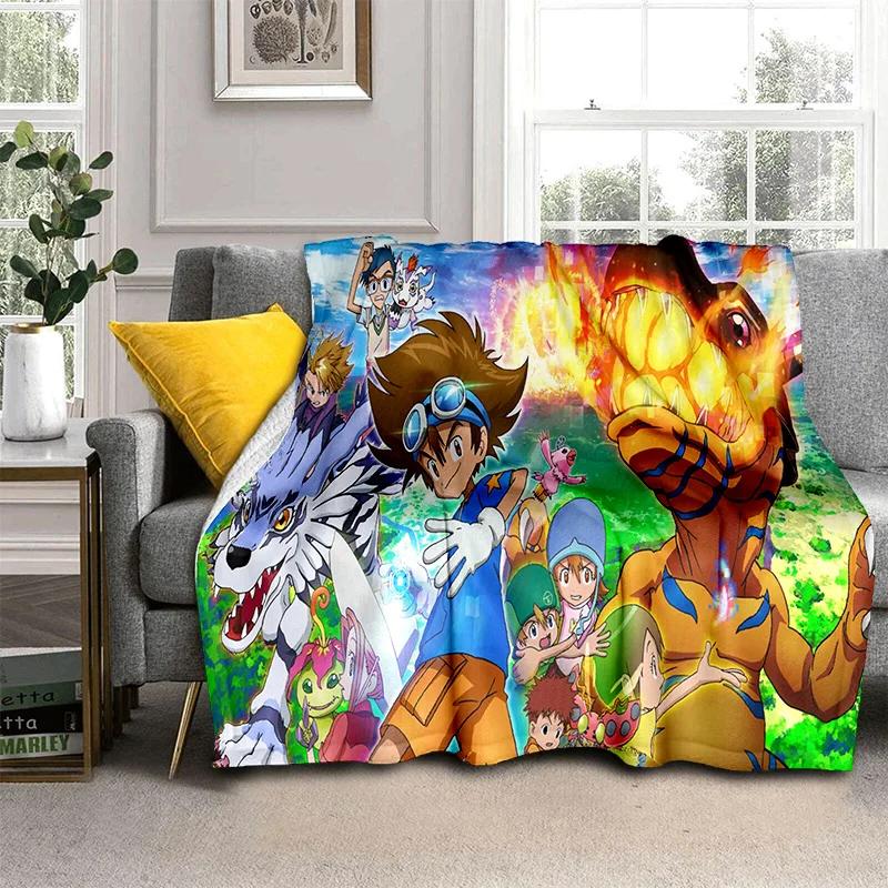 3D Digimon Adventure Monster Cartoon Blanket,Soft Throw Blanket for Home Bedroom Bed Sofa Picnic Travel Office Cover Blanket Kid