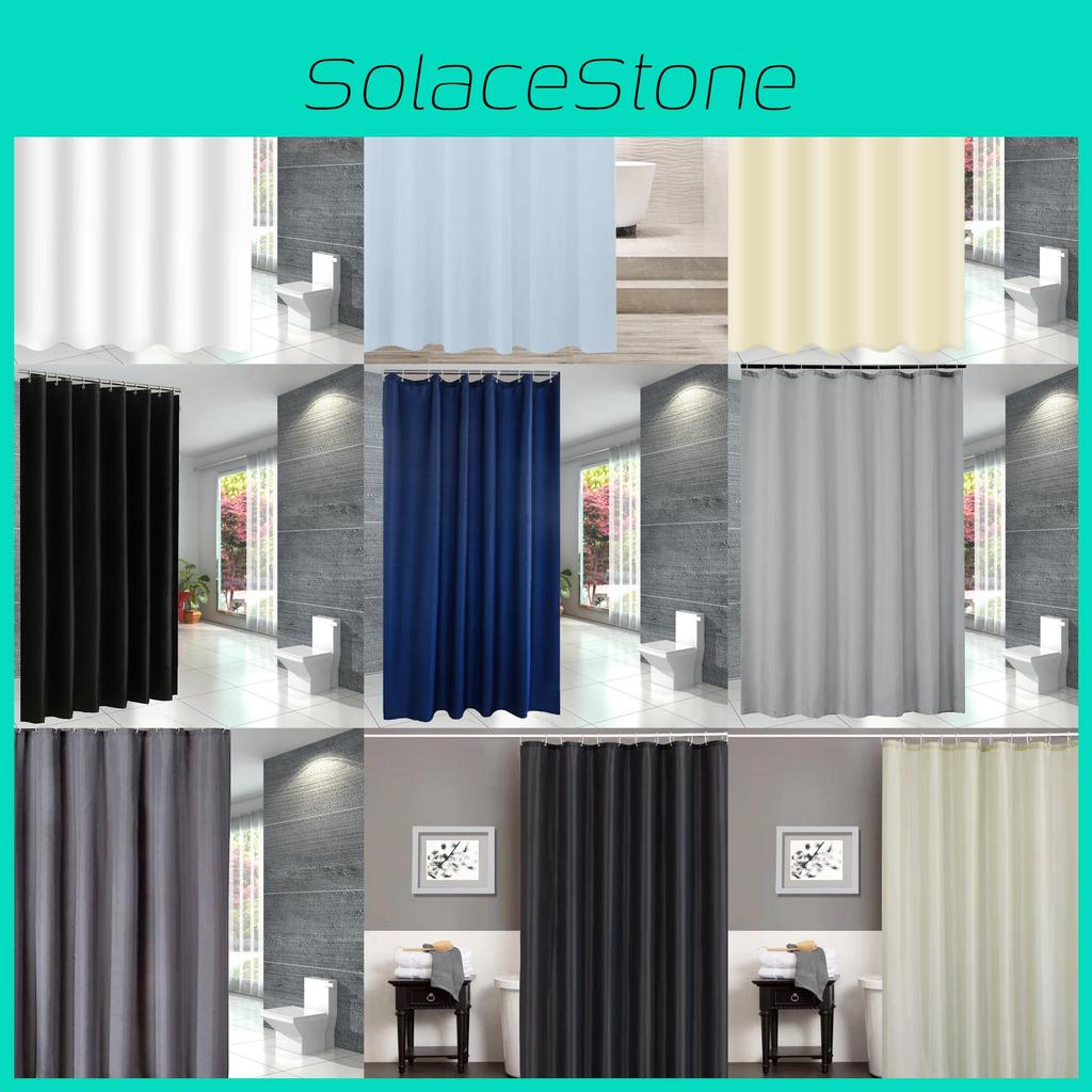 Waterproof Solid Color Polyester Shower Curtain Hooks Set For Decor Bathroom