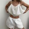 Crepe Cotton Breathable Loose and Comfortable Summer Suspender Shorts Pure Cotton Cotton and Silk Pajamas Set Home Women