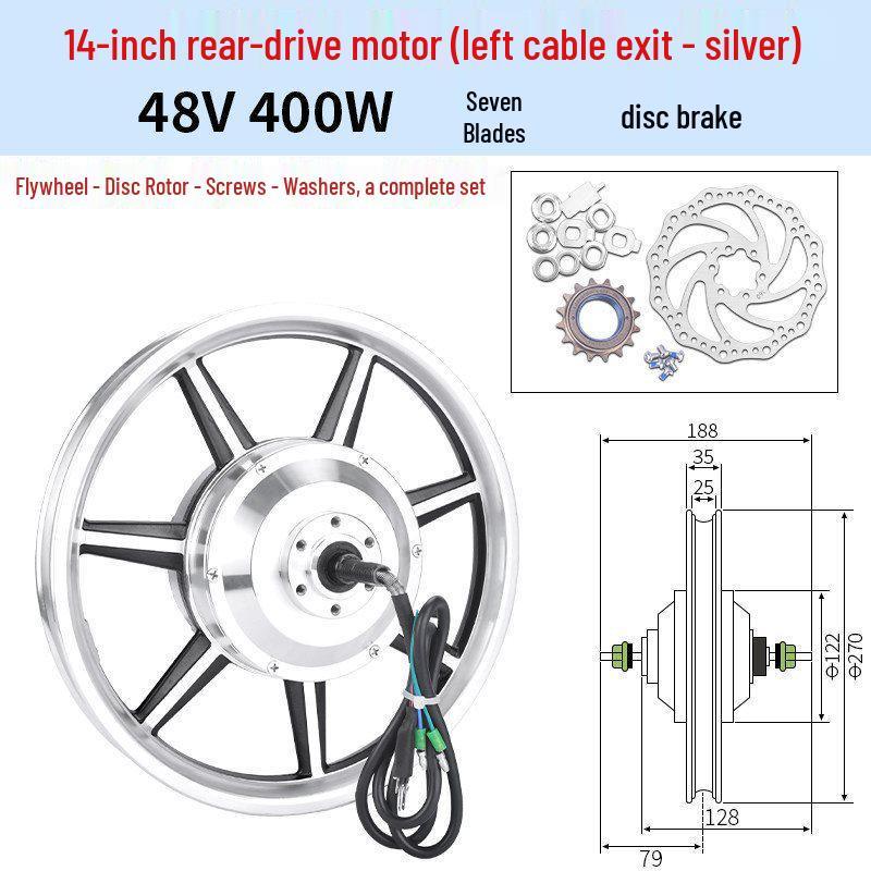 14-Zoll faltbares Elektrofahrrad mit 36V/48V 350W/400W Motor, Scheibenbremsen und Vorder-/Hinterradnabenmotor