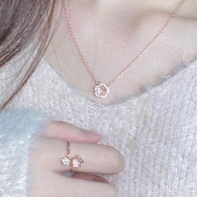 שרשרת פריחת אפרסק ופריחת דובדבן, יוקרה קלה לנשים חדשות, עיצוב קטן ופופולרי, סט לב ילדה עם שרשרת קולר פרח משובצת יהלומים