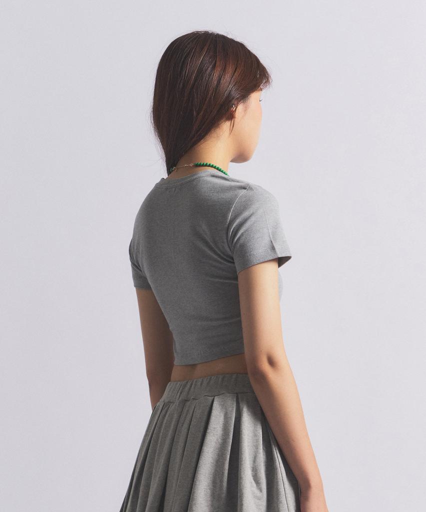 NEALIZE Logo Cropped Short Sleeve T-Shirt Gray
