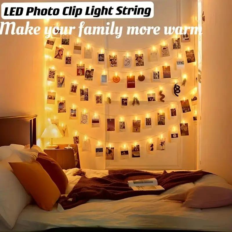 5M/10M LED Photo Clip Lights String Battery Operated Fairy Lamp Garland Christmas Decoration Bedroom Party Photo Wall Wedding