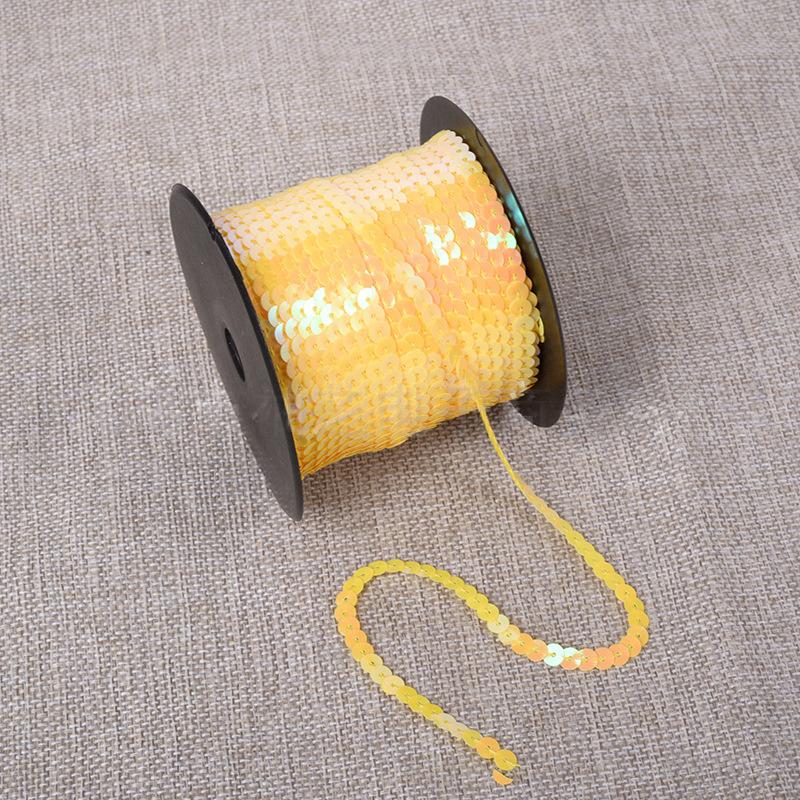 100yards Shiny Color Sequins Ribbon Round Flat Laser Colored Paillettes Trims for Garment Bag DIY Sewing Crafts Party Decoration