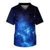 Men's Short Sleeve V Neck Star Print Chest Pocket Work Top