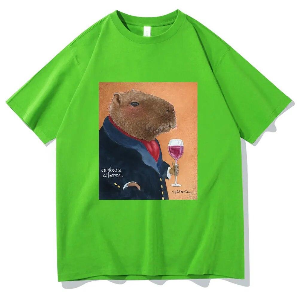 Will Bullas Tshirt Funny Capybara Cabernet Print T Shirts Unisex Women Fashion Harajuku Cute T-shirt Unisex Casual Funny Tee Shirt